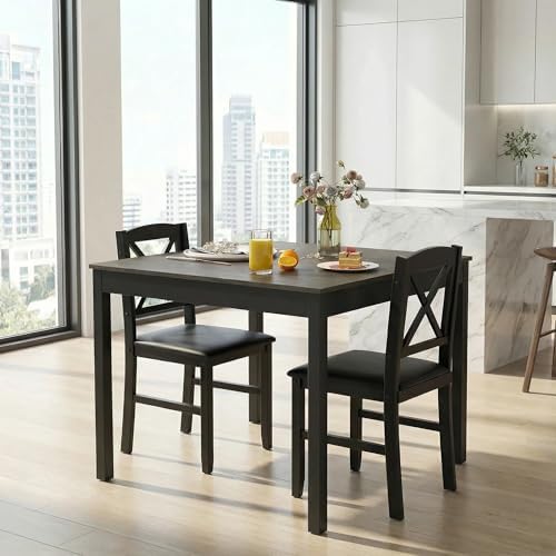 Tangkula Mid-Century Modern Dining Table Set for 2, Kitchen Table Set