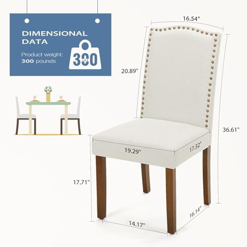 DUMOS Dining Chairs Set of 6, Upholstered Accent Chair, Beige