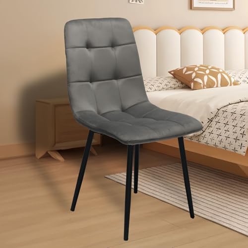 Velvet Dining Chairs Set of 4,Upholstered Gray Dining Room Chairs