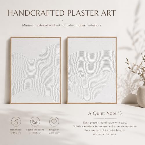 Artiluxy 3D Minimalist Textured Abstract Wall Art Set of 2, Neutral