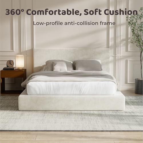 RECCI AirFrame King Size Upholstered Bed Frame with Plush Padded Headboard