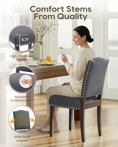 Upholstered Dining Chairs Set of 6 with Thickened Seat Cushion