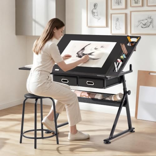 Topeakmart Drafting Table for Artists, Height Adjustable Drawing Draft Desk