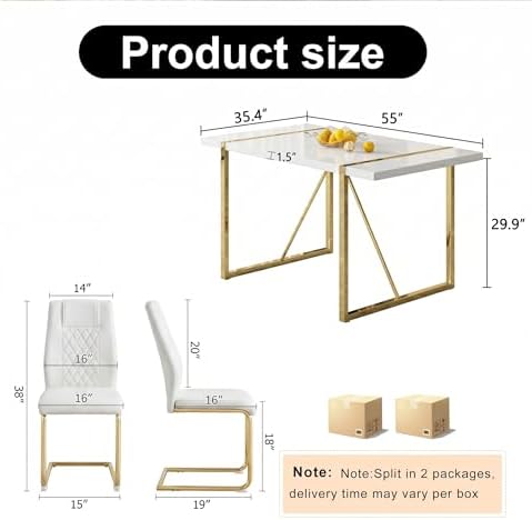 gopop Dining Table Set for 6, Kitchen Table Chairs Set of 6, 7-Piece