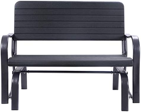 HAPPYGRILL Outdoor Swing Glider Bench, Patio Loveseat Chair with Steel Frame,...