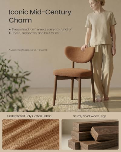 VASAGLE Wooden Dining Chairs Set of 6, Upholstered Kitchen Chairs