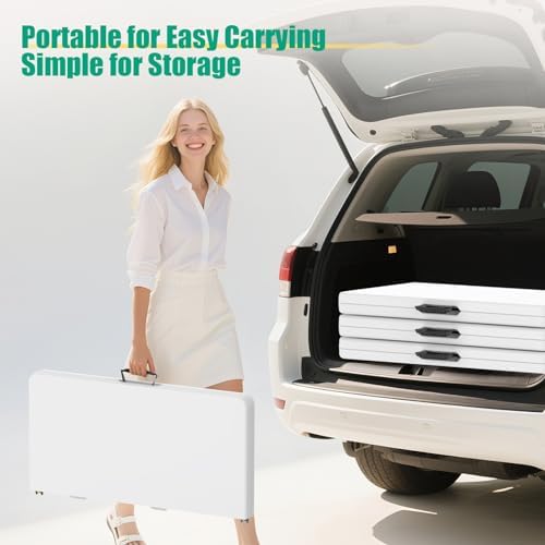 34'' Square Folding Card Table 2 Pcs,Dining Table with Handle & Safety Lock