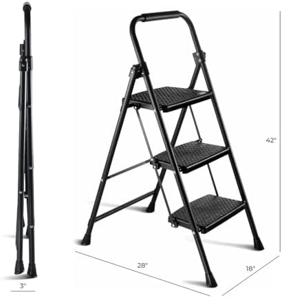Step Ladder Folding Stool with Wide Anti-Slip Pedal