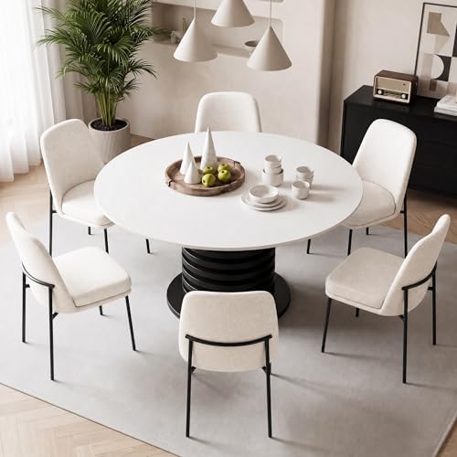 COLAMY Leather Dining Chairs Set of 2 with Metal Legs, Beige