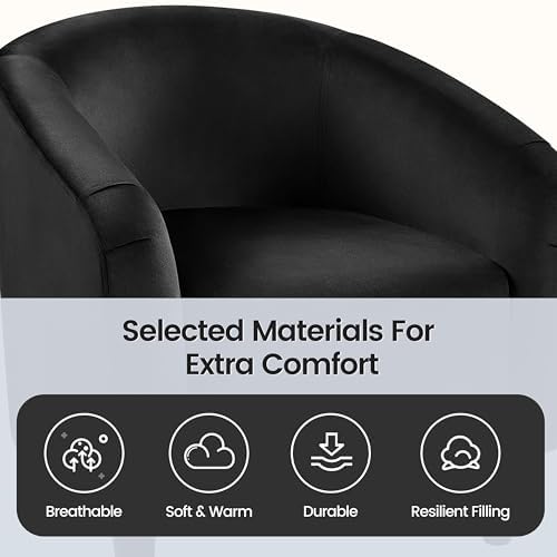 Yaheetech Compact Velvet Accent Chairs Set of 2 for Small Spaces, Black