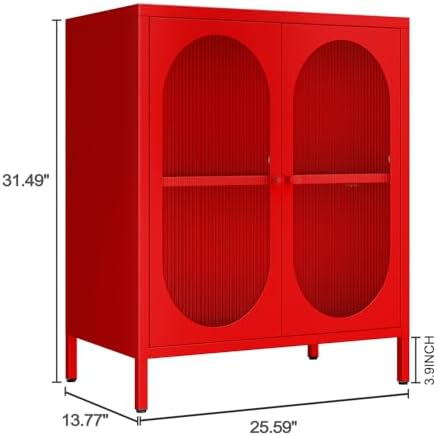 Small 2 Transpanrent Door Metal Storage Side Buffet Cabinet for Room,Entryway...