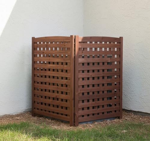 Knocbel Privacy Screen Solid Wood Decorative Fences Air Conditioner Fence Tra...