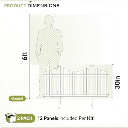 Zippity Madison Picket Fence Panels, White Vinyl DIY No Dig Kit