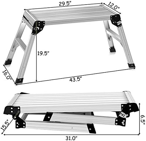 Giantex Work Platform Aluminum Step Ladder Drywall Safe CE Approved of Capaci...