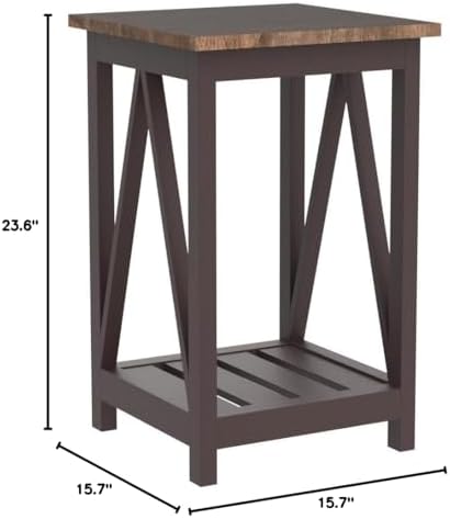 ChooChoo Farmhouse End Tables Set of 2 with Storage Shelf