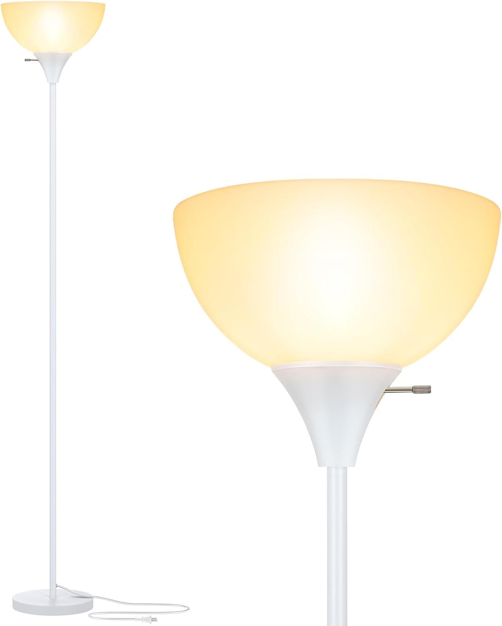 Coucrek Floor Lamp, LED Standing Lamps with White Plastic Shade, Corner Floor...