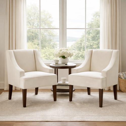 HomePop Classic Swoop Arm Accent Chair - Warm Ivory
