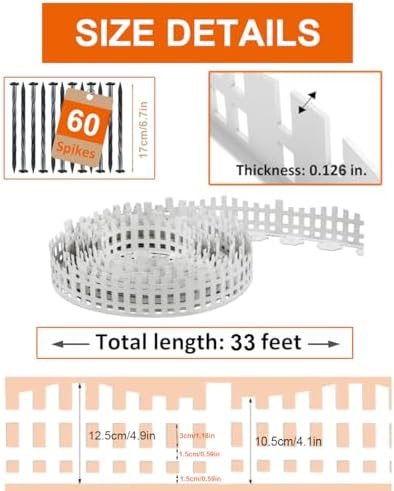 Garden Edging 33FT x 4.1~4.9IN Tall, Landscape Edging Borders with 60pcs Plas...