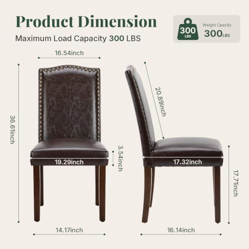 Dining Chairs Set of 2, PU Leather Kitchen Chair for Living Room