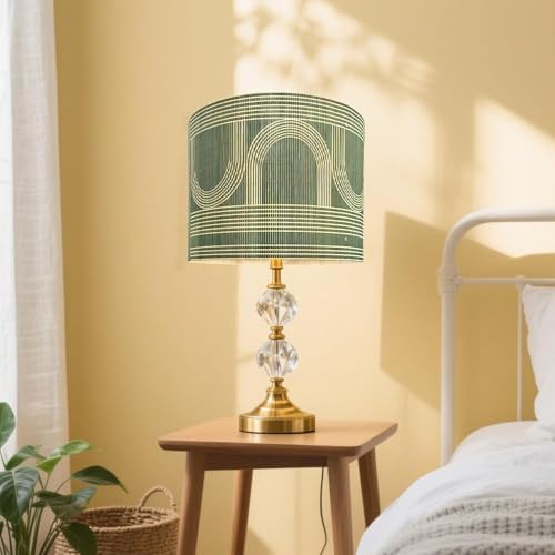 Rustic Bamboo Boho lamp Shade Decorative Geometric Green Figure 11.8x9Inch