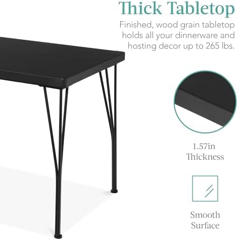 Best Choice Products 5-Piece Metal and Wood Indoor Modern Rectangular Dining Table Furniture Set for Kitchen, Dining Room, Dinette, Breakfast Nook w/ 4 Chairs - Black