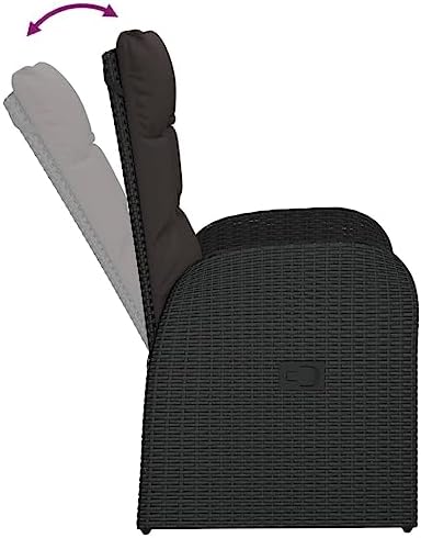 vidaXL Reclining Patio Chairs 2 pcs with Cushions Poly Rattan Black