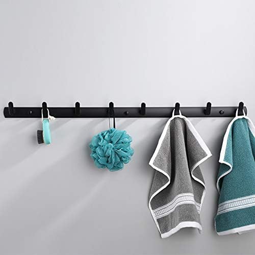 Wall Mounted Coat Rack, 8 Hooks, 29.7"x1.3", Modern, Black
