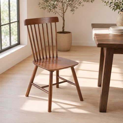 Windsor Dining Chairs Set of 2, Spindle Back Wooden Chairs