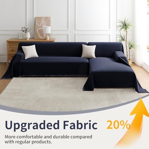 2-Piece Sectional Couch Covers L-Shape Chenille Couch Cover Blanket