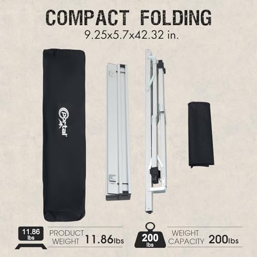 Portal Folding Camping Table with Adjustable Height,Portable Aluminum Table, Silver