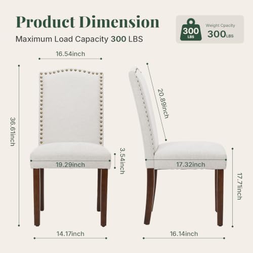 Dining Chairs Set of 2, Fabric Kitchen Chair for Living Room