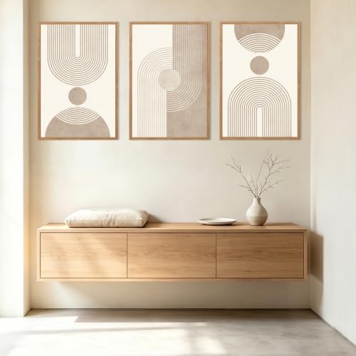 BINCUE Neutral Abstract Wall Art Beige Large Wall Decor Boho Mid Century Mode...
