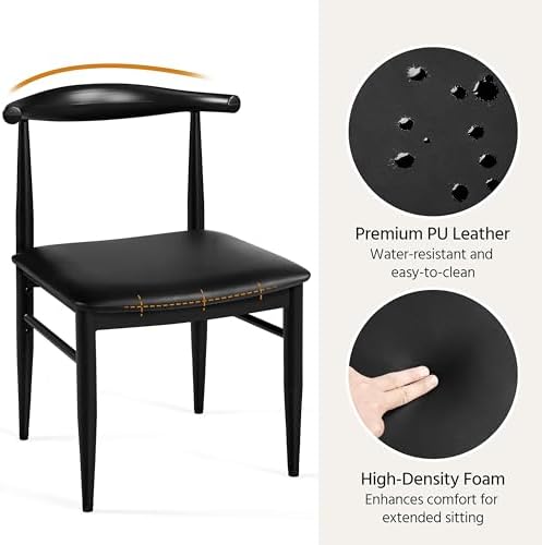 Yaheetech Mid Century Modern Dining Chairs Set of 6 Metal Legs Black Chair