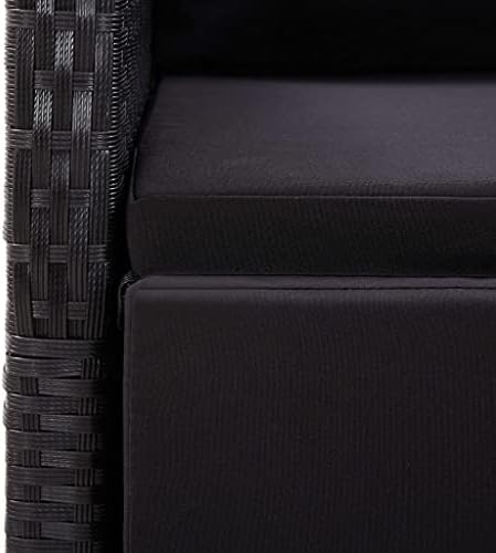 vidaXL Reclining Patio Chairs 2 pcs with Cushions Poly Rattan Black