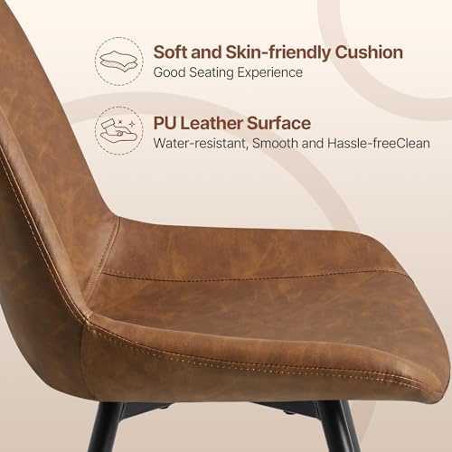 Yaheetech Dining Chairs Set of 4 Mid Century Modern Kitchen Chairs Brown