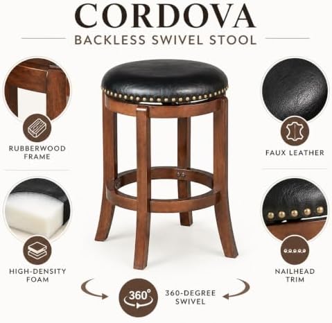cordova swivel backless counter stool - mocha brown, view 9
