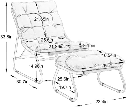 Rocking Chair with Ottoman, Modern Metal Frame Outdoor Rocker, Comfy Patio Lo...