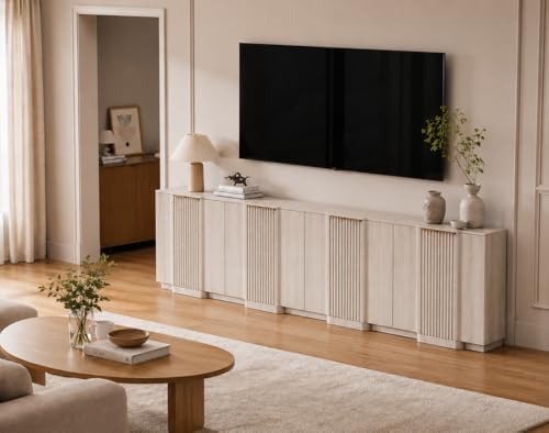 Yechen Fluted Buffet Cabinet with Storage, 55" Accent Sideboard Credenza