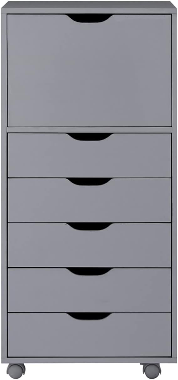 Naomi Home Carly 5-Drawer Wooden Dresser with 1 Cabinet - Gray