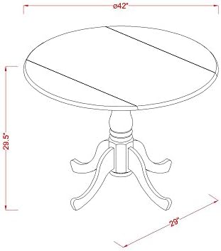 East West Furniture DLDA5-MAH-C 5 Piece Kitchen Table Set for 4 Includes a Round Dining Room Table with Dropleaf and 4 Linen Fabric Upholstered Dining Chairs, 42x42 Inch, Mahogany
