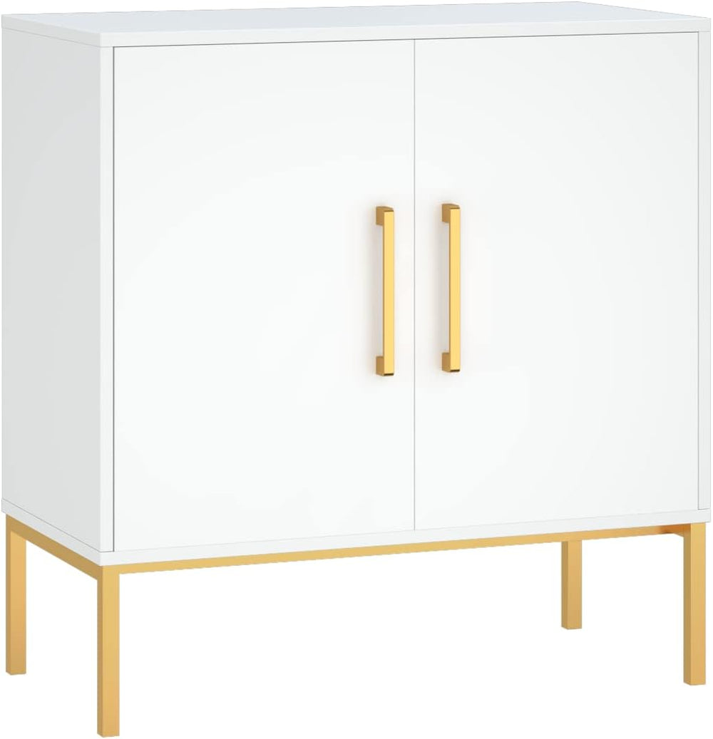 Sideboard Buffet, White Storage Cabinet with 2 Doors and Adjustable Shelves, ...