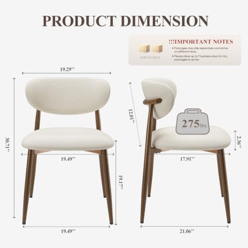 MALOL Upholstered Curved Back Dining Chairs Set of 4, Beige