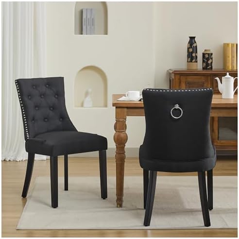 Dining Chairs Set of 4, Modern Kitchen Chairs with Back, Black