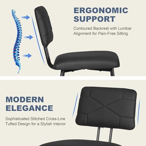 VECELO Card Table and Chair Set 3 Piece, Square Stitched, Black