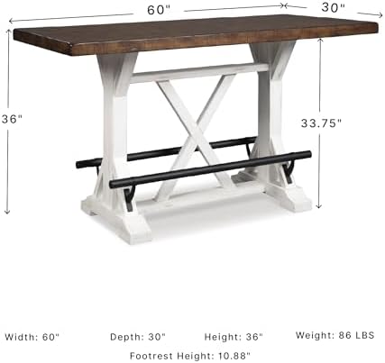 Signature Design by Ashley Farmhouse Counter Height Dining Table, White