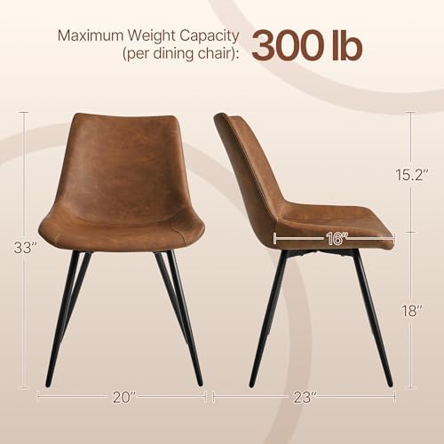 Yaheetech Dining Chairs Set of 4 Mid Century Modern Kitchen Chairs Brown