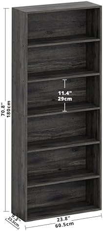 IRONCK Bookshelves and Bookcases Floor Standing 6 Tiers Display Storage Shelves 70 in Tall Bookcase Home Decor Furniture for Home Office, Living Room, Bed Room