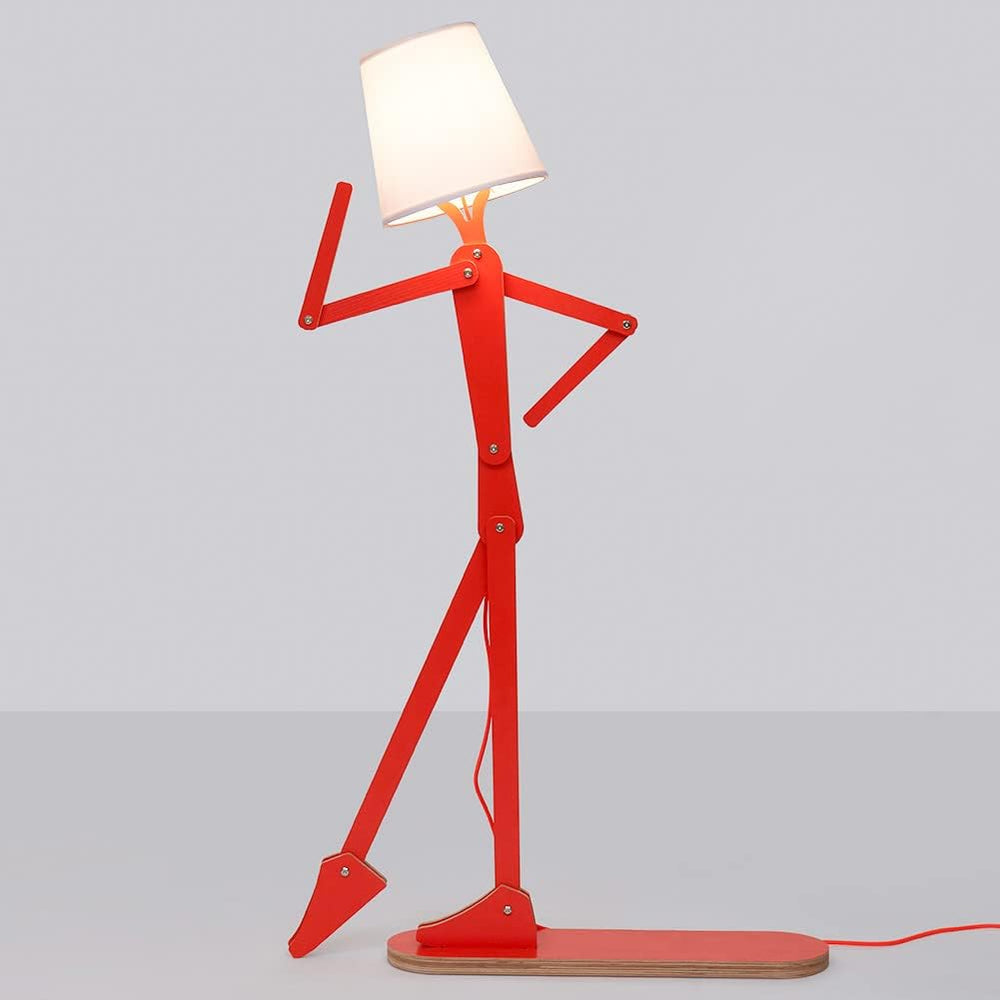 Cool Tall Wood Floor Lamp Corner Reading LED Bulb Included, Orange