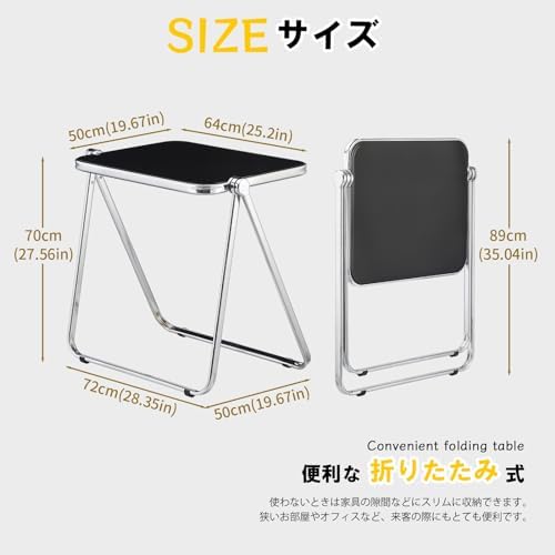 KAIHAOWIN Folding TV Tray Table Acrylic Foldable Table No Assembly Required Tiny Desk for Home Office Side Table Small Computer Desk for Small Spaces (Black)