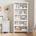 IDEALHOUSE 71" Tall Farmhouse Bookshelf with Adjustable Shelves(White)